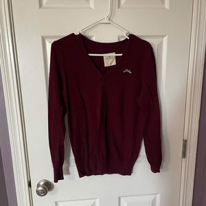 Hollister maroon v neck sweater